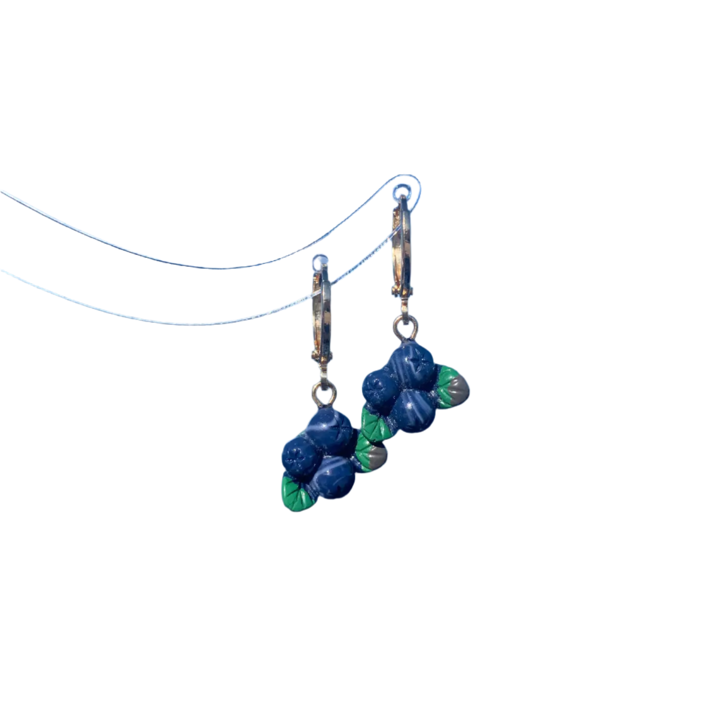 Blueberry Bushes on Gold Hoops