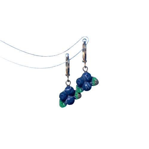 Blueberry Bushes on Gold Hoops